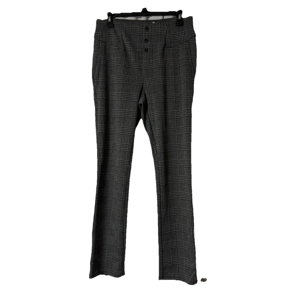 NWT Halara‎ Womens Gray Black Plaid Pull On Stretch Casual Pants Size Large